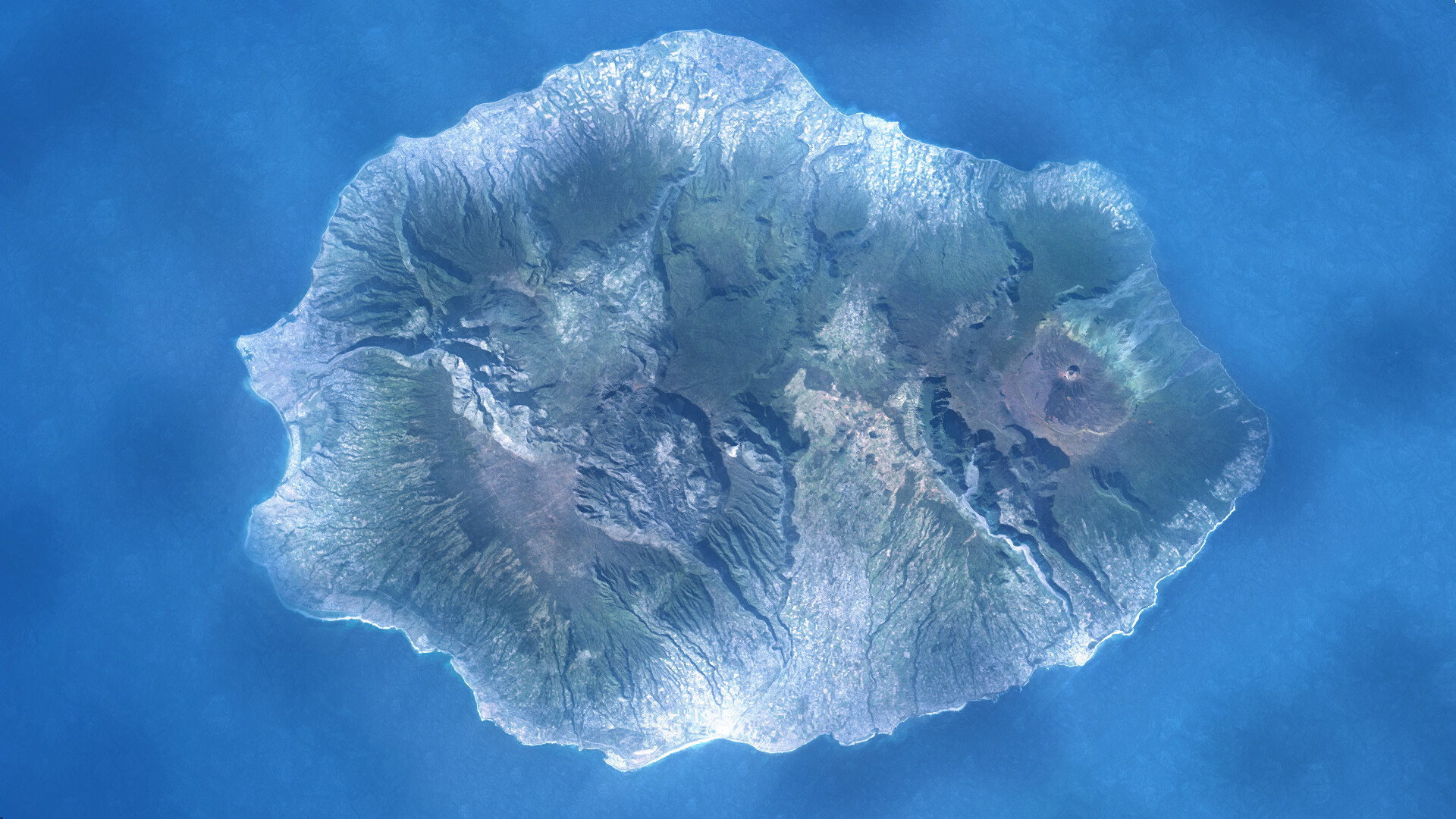 R&eacute;union Island modelled from elevation data